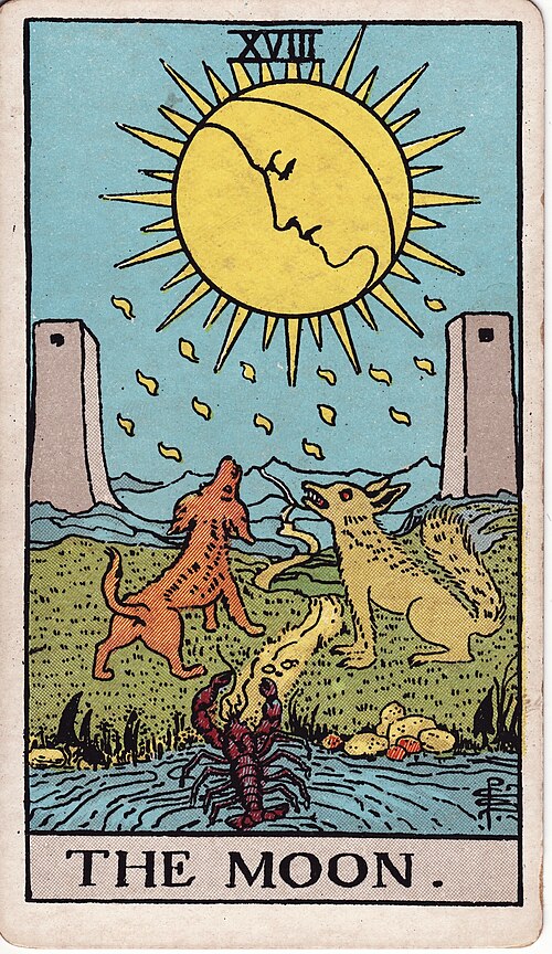 The Moon, traditional Rider–Waite–Smith tarot card